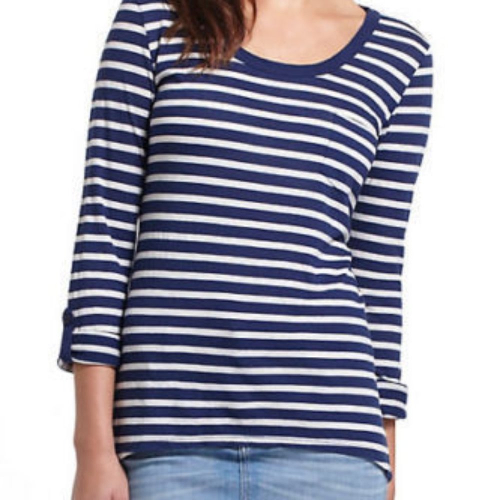 Anthropologie Charley Striped Tee Casual Long Sleeve Top Blouse, Size M